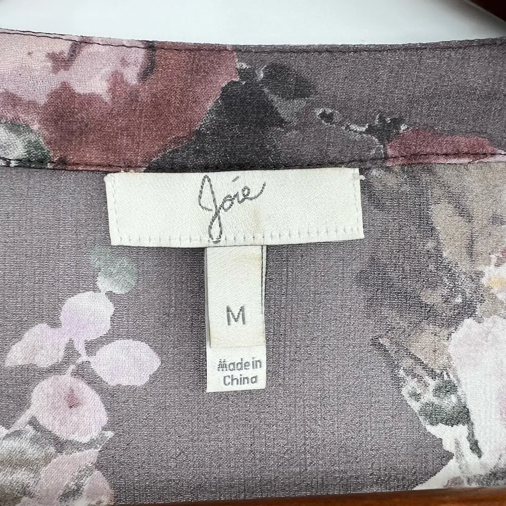 Joie Aceline 100% silk floral blouse popover semi sheer blouse top size medium - Image 8