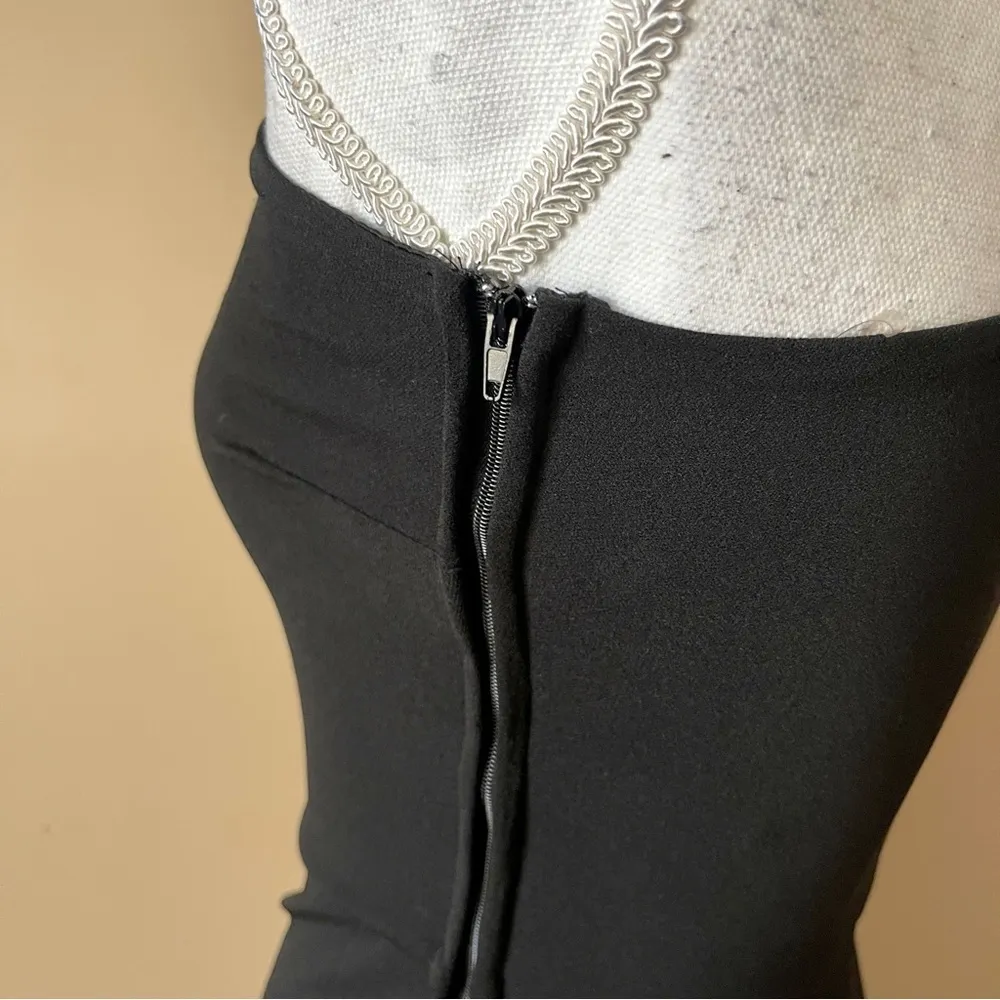 CRYSTAL SKY | Black One Shoulder Asymmetric Hem Bodycon Midi Dress Sz XS - Image 4