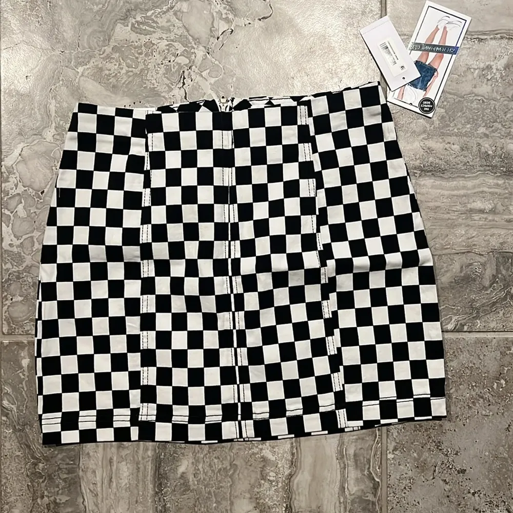 Tinsel Checkered Denim Miniskirt in Black White, Juniors Size M, New w/Tag - Image 8