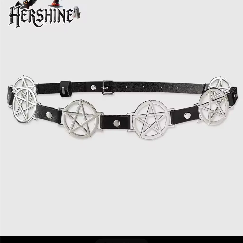 Hershine Black Belt with Silver Pentagram Accents - Image 4
