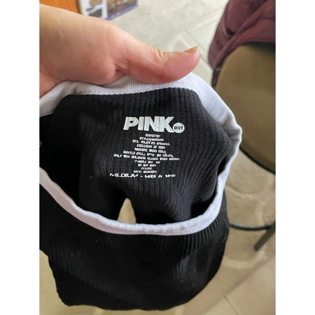 Women's PINK Dot Long Sleeve Tee M Black & White Size M - Image 3