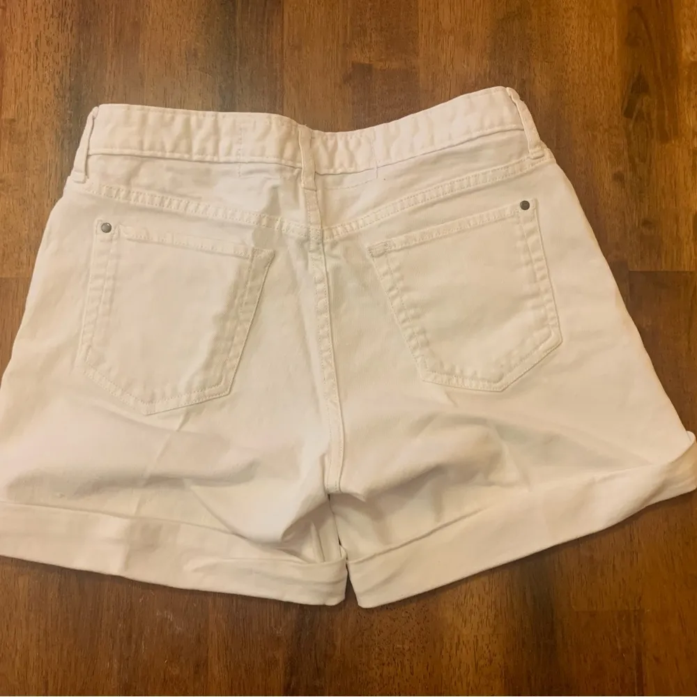 Eddie Bauer Jean Shorts 4 Petite White Relaxed Fit Boyfriend Cuffed Pockets - Image 6