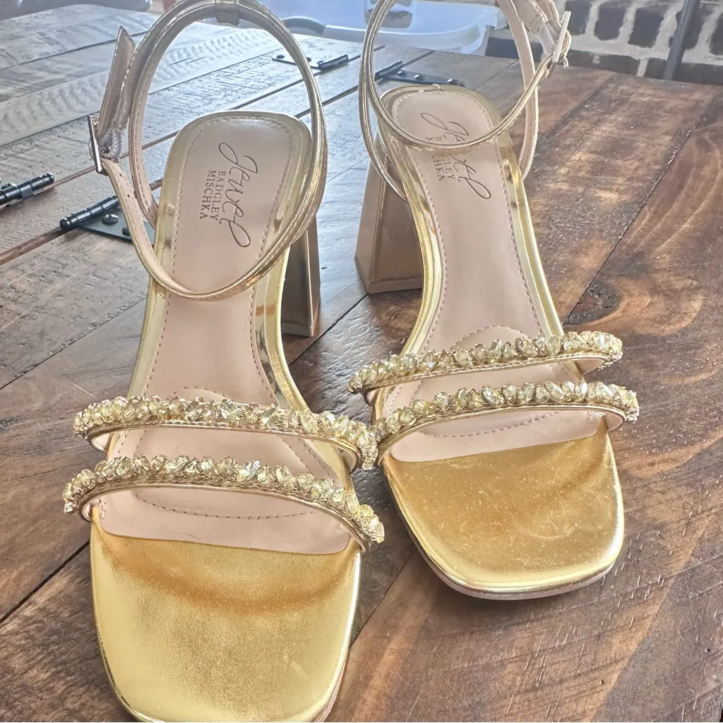 NWT Elegant Jewel Badgley Mischka Women's Sandals Gold Size 5.5 - Image 6