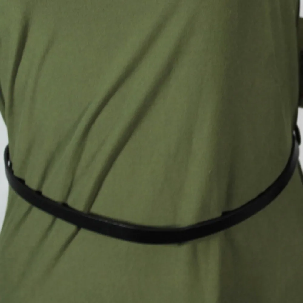 Casual Neutral Olive Toned Green Dress with Black Leather Belt NWT - Image 5