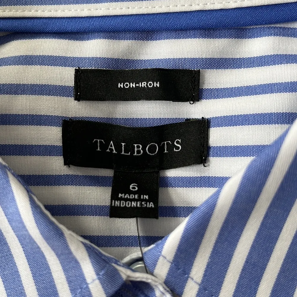 TALBOTS WOMEN’S PERFECT SHIRT  NON IRON BLUE WHITE STRIPE SIZE 6 - Image 3