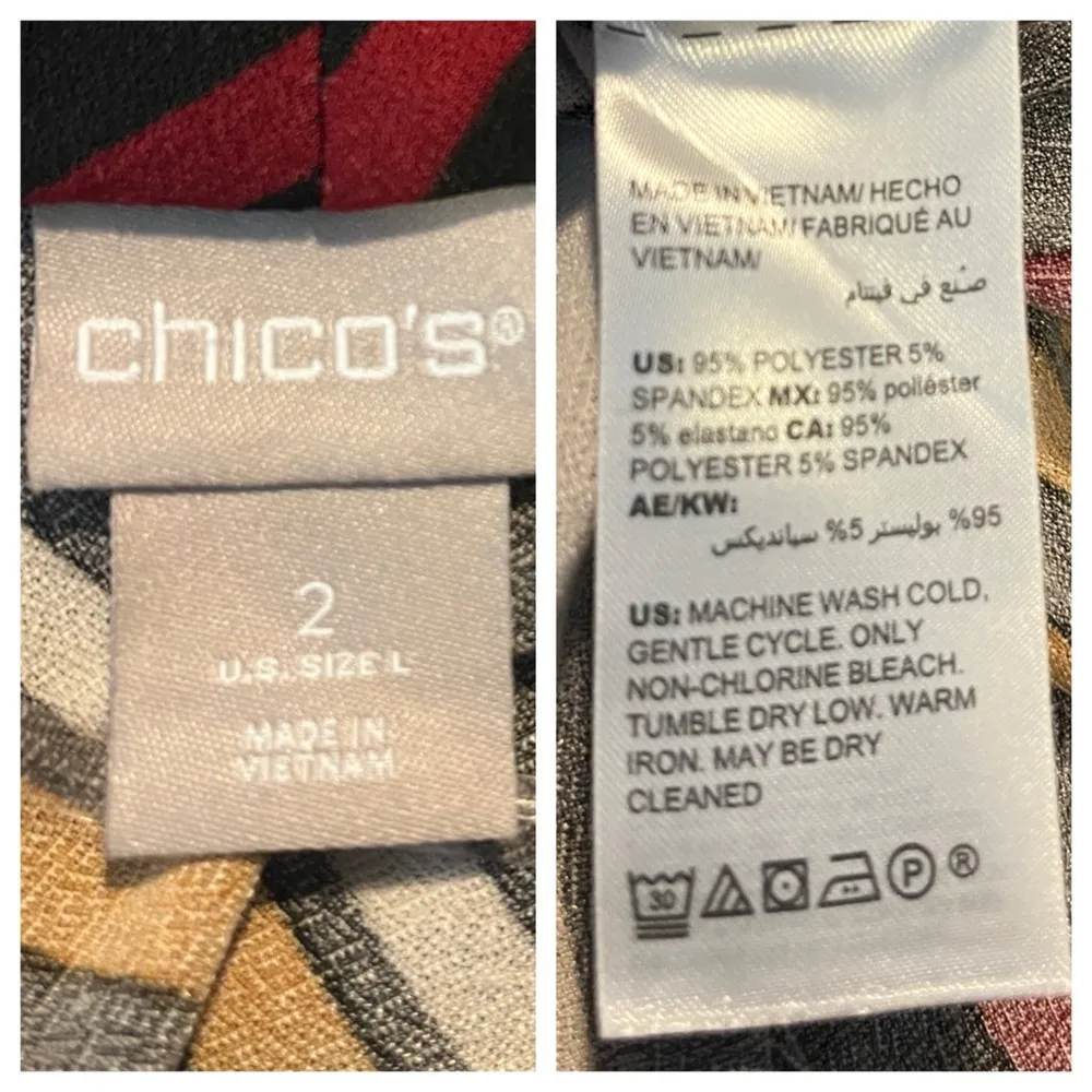 Chicos Size 2 Cardigan Open Front Long Sleeve Black Orange Multi Women’s Medium - Image 10