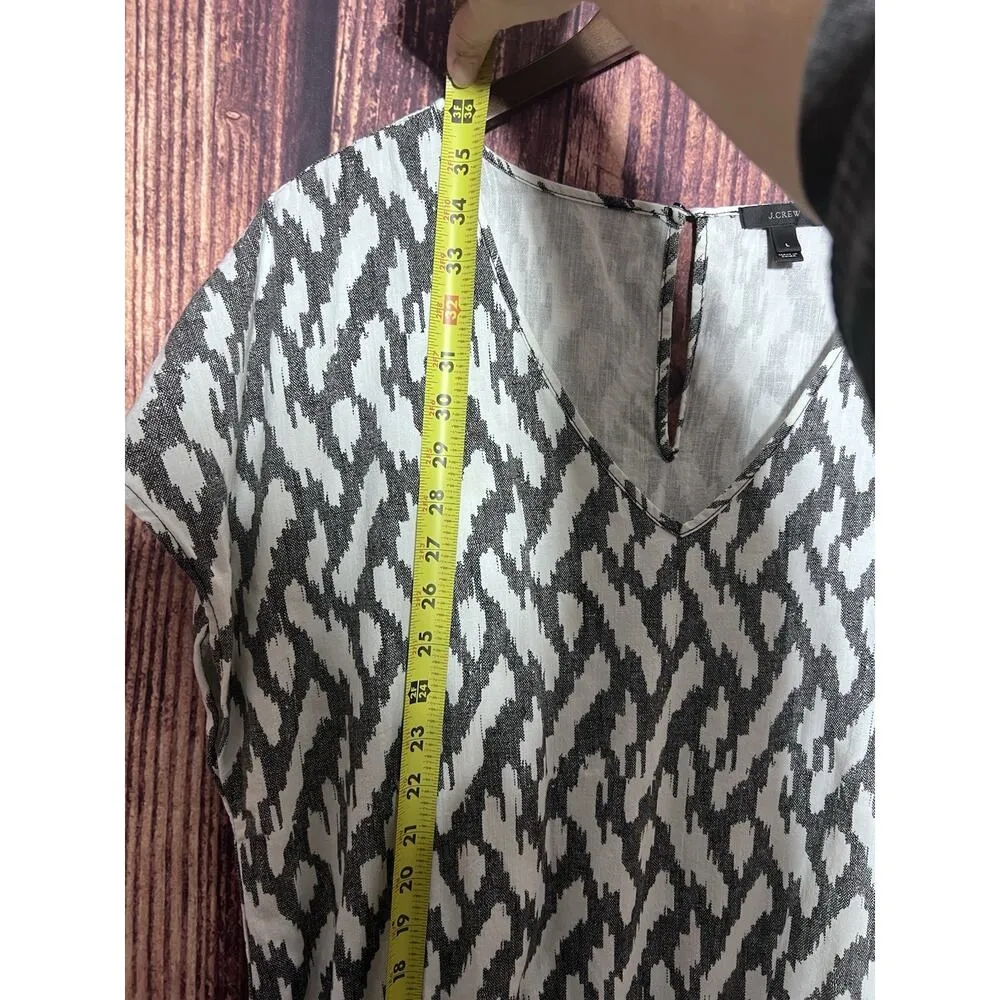 J Crew Women Size Large Romper Tie Waist Summer Resort Casual Shorts Ikat F2599 Black - Image 9