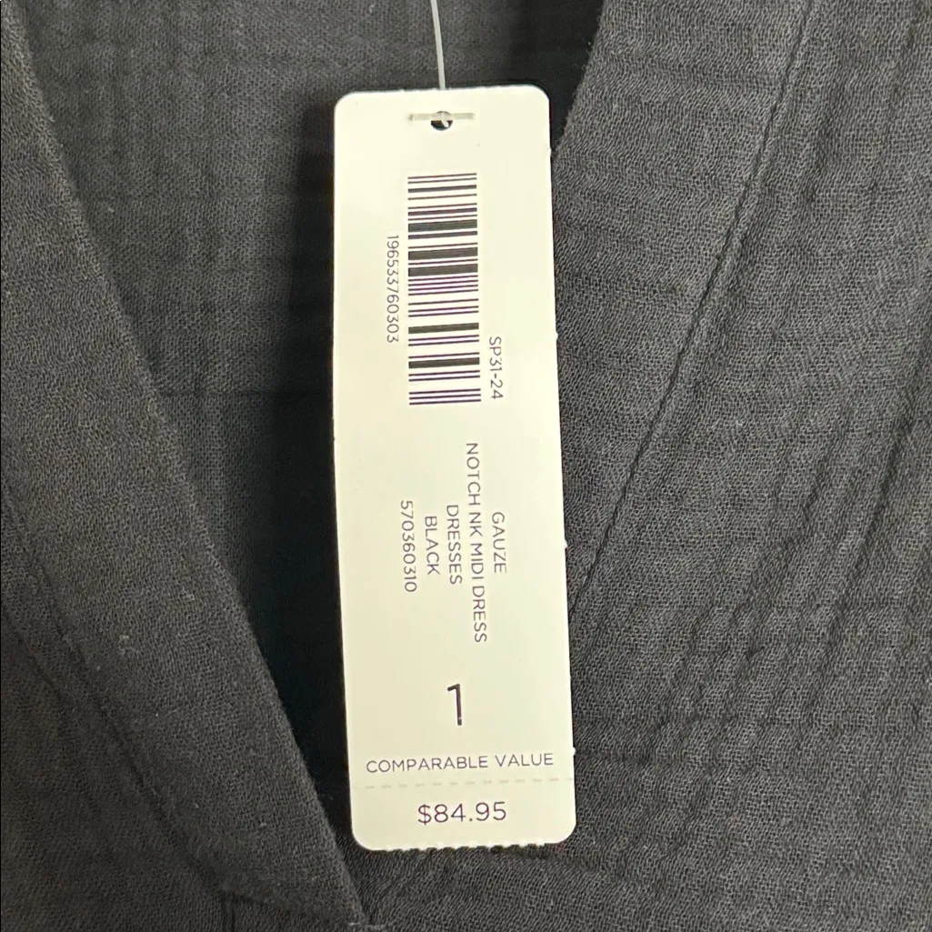 Chico's Gauze Roll Tab Sleeve Notched V-Neck Cotton Tunic Dress size US 8 - Image 11