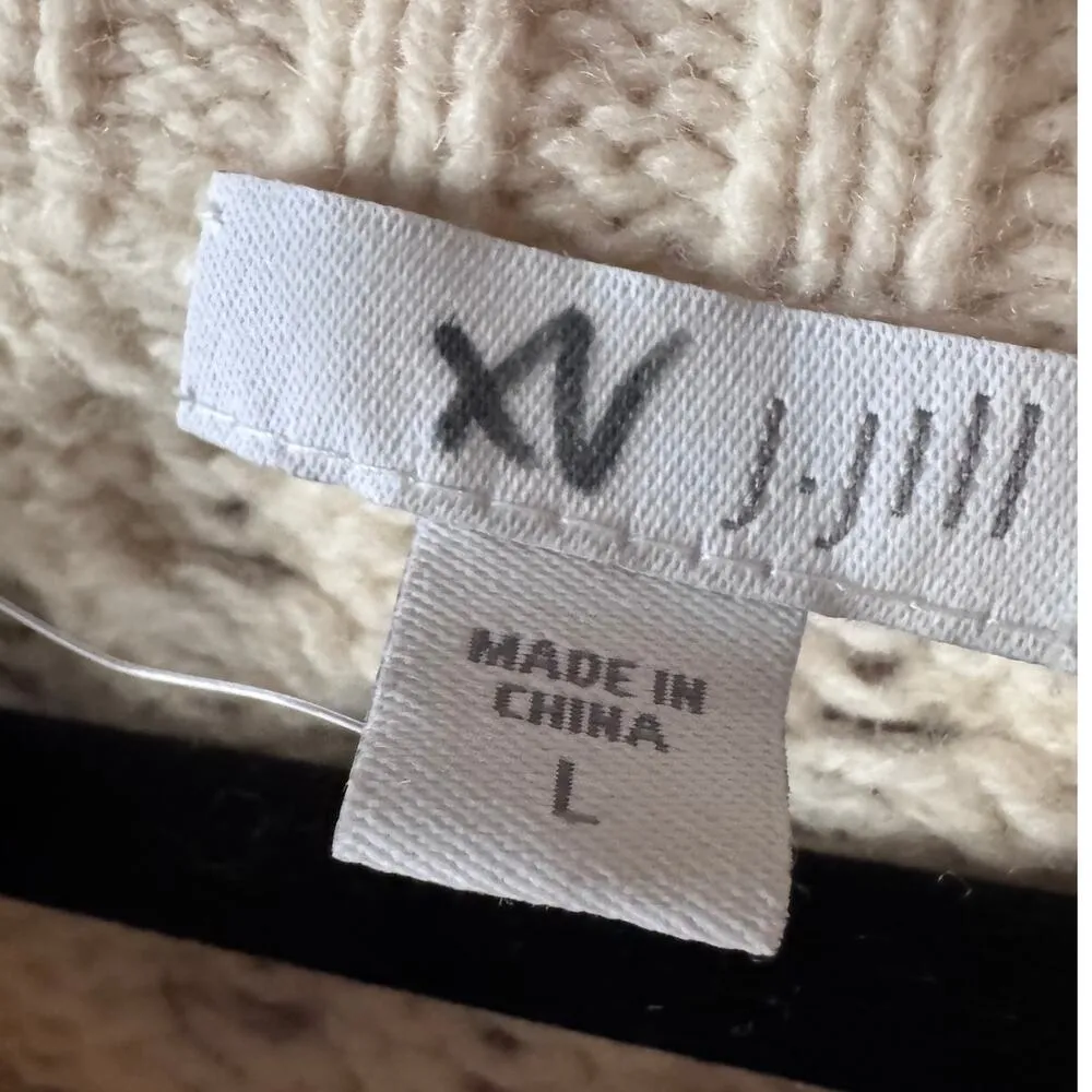 j.Jill wool blend Cream classic fisherman oversized Scandi core Coastal vibe Size L - Image 2