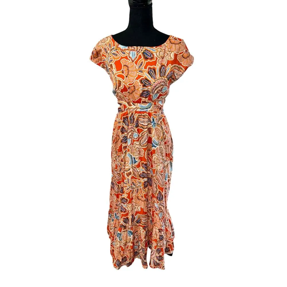 NWT! Misa Dana Mae Dress Tangerine Flora Maxi Dress - Size Small - Image 7