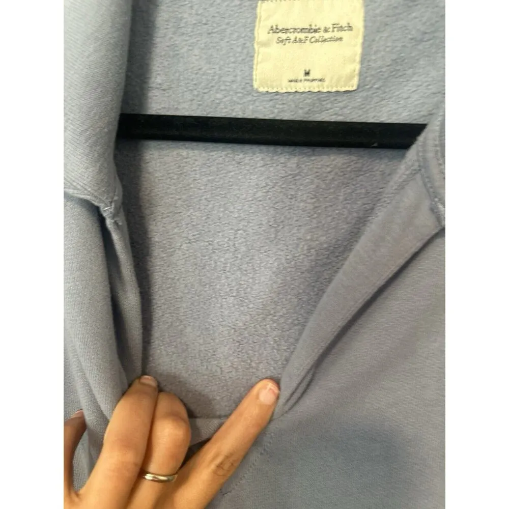 Abercrombie & Fitch Fleece Sweatshirt Size Medium Light Blue Cotton Blend 1440 - Image 6