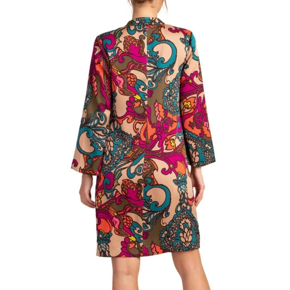 💕TRINA TURK💕 Christie Dress Bell Sleeve Shift Dress Paisley Print Small NWT - Image 7