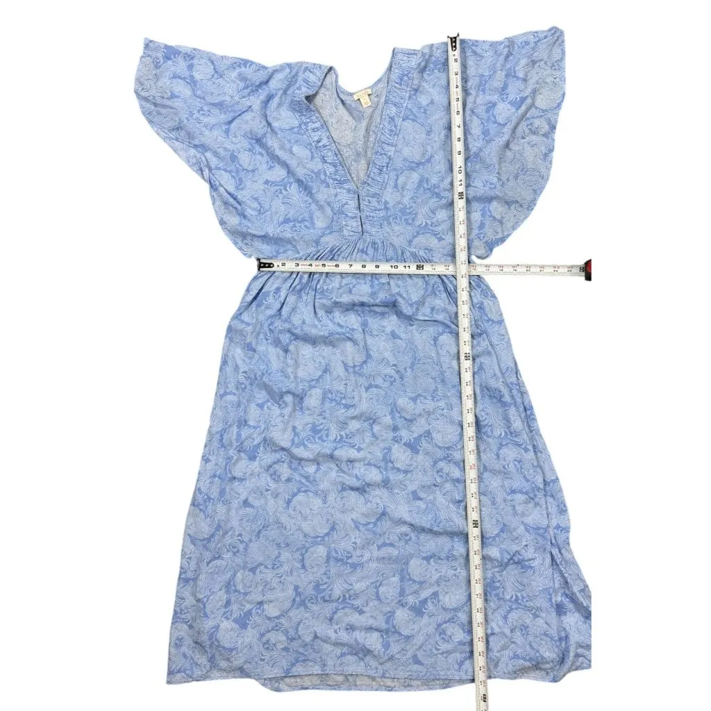 Hinge Womens Dress Size M Blue Paisley Maxi Beachy Flutter Sleeves V-Neckline - Image 4