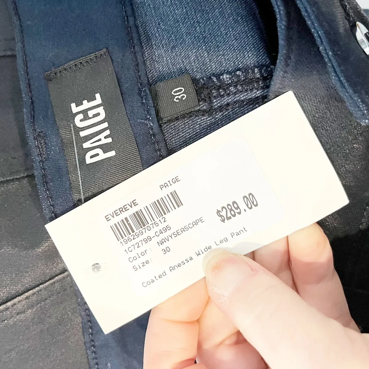 Paige High Rise Coated Anessa Wide Leg Pants In Navy Seascape Blue 30 / 10 - Image 3