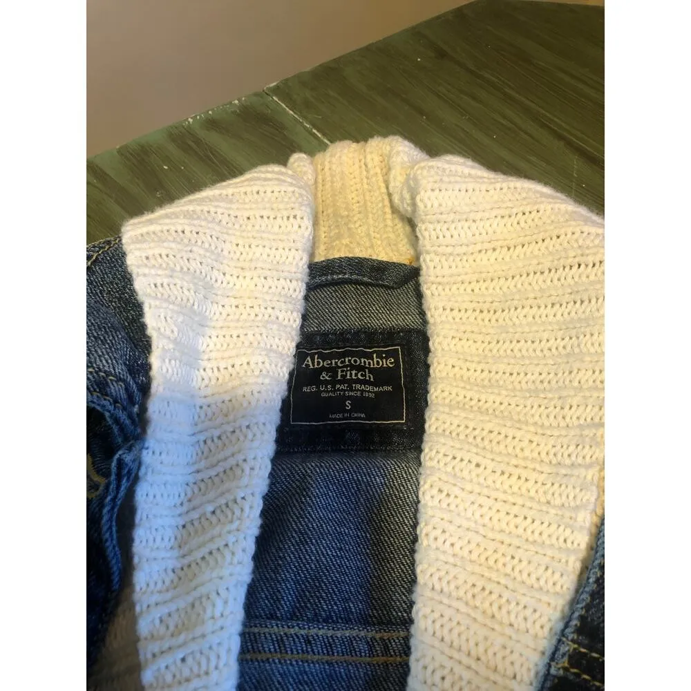 Abercrombie & Fitch EUC Women's Knit Lined Denim Jacket - Size Small - Image 3