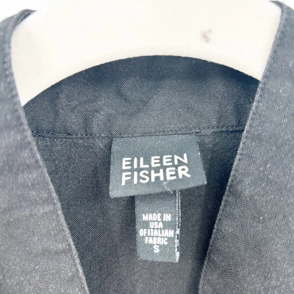 Eileen Fisher Womens Italian Linen Blend Boxy Long Sleeve Button Up Shirt Size S - Image 2