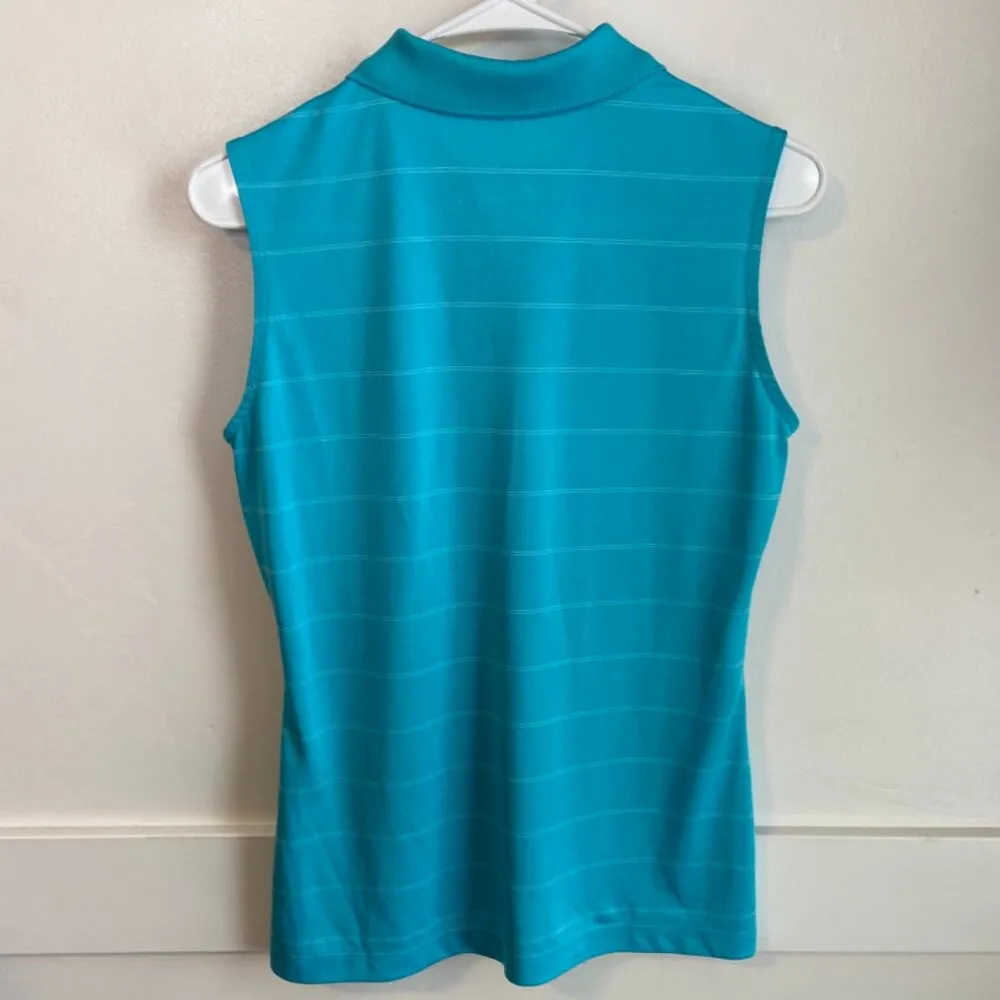 Nike Golf Turquoise Striped Tour Performance Collared Tank Top - Image 3