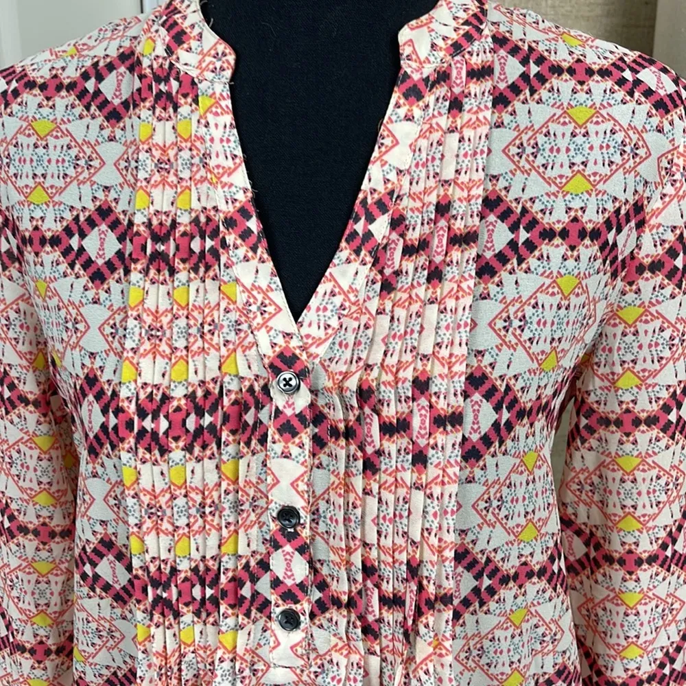 HD in Paris Anthropologie  Top Size 2 Prairie Cottagecore Pleated Sheer - Image 2