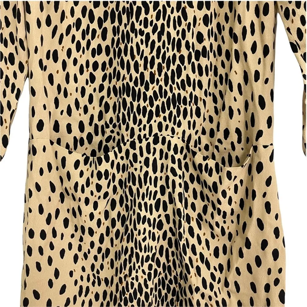 J. CREW Jules Dress Wildcat Animal Print Shift Mini Sheath Creme Black Size 0 - Image 9