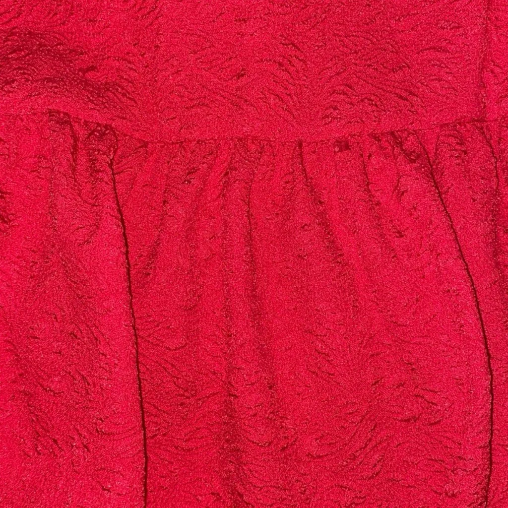 Who What Wear Red Textured Puff Sleeve Babydoll Dress Size XL - Image 9