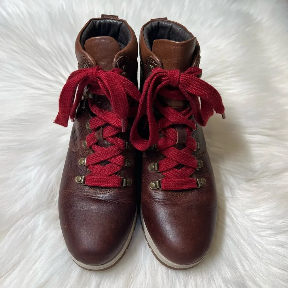 Bionica Womens Dalton red lace up brown leather waterproof hiking boots size 8m - Image 3