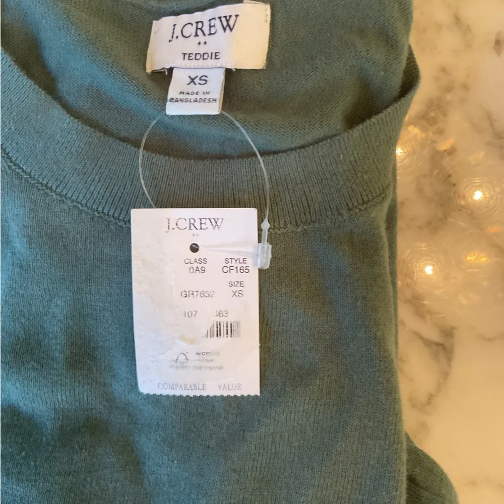 NWT JCrew Teddie Green Cotton Pullover Sweater Sz  XS Sun Bleached - Image 7