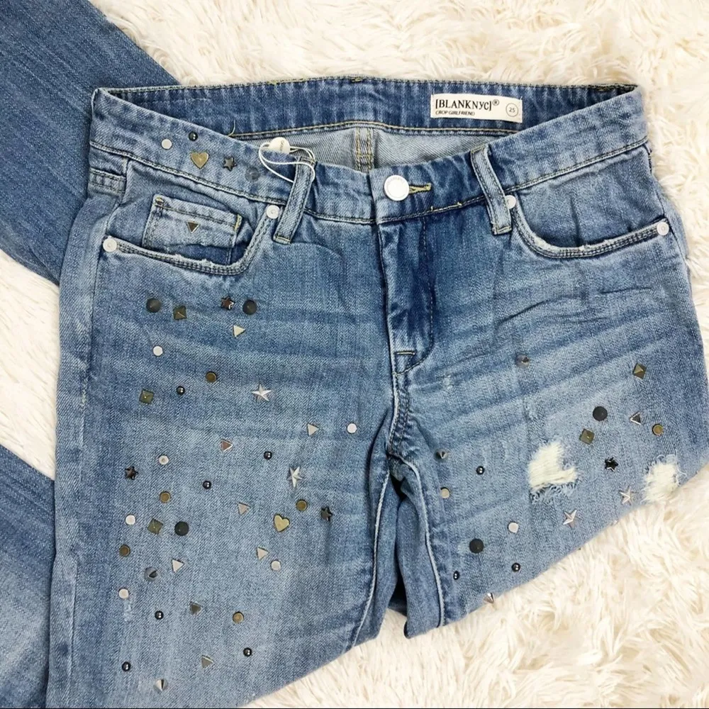 Blank NYC Distressed Studded Cropped Jeans Size 25 - Image 13
