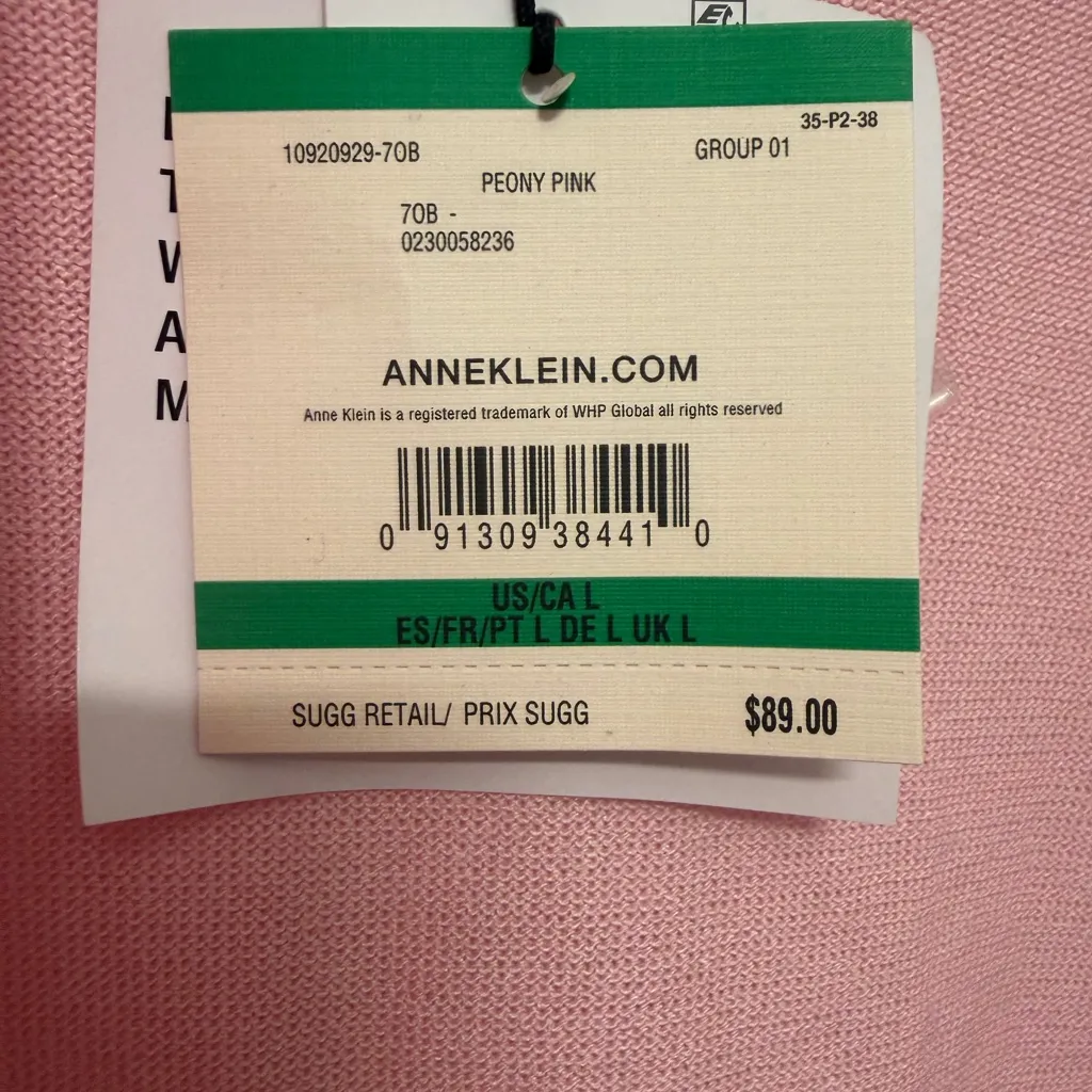 Anne Klein Women’s Open Front Cardigan Peony Pink size large NEW - Image 5