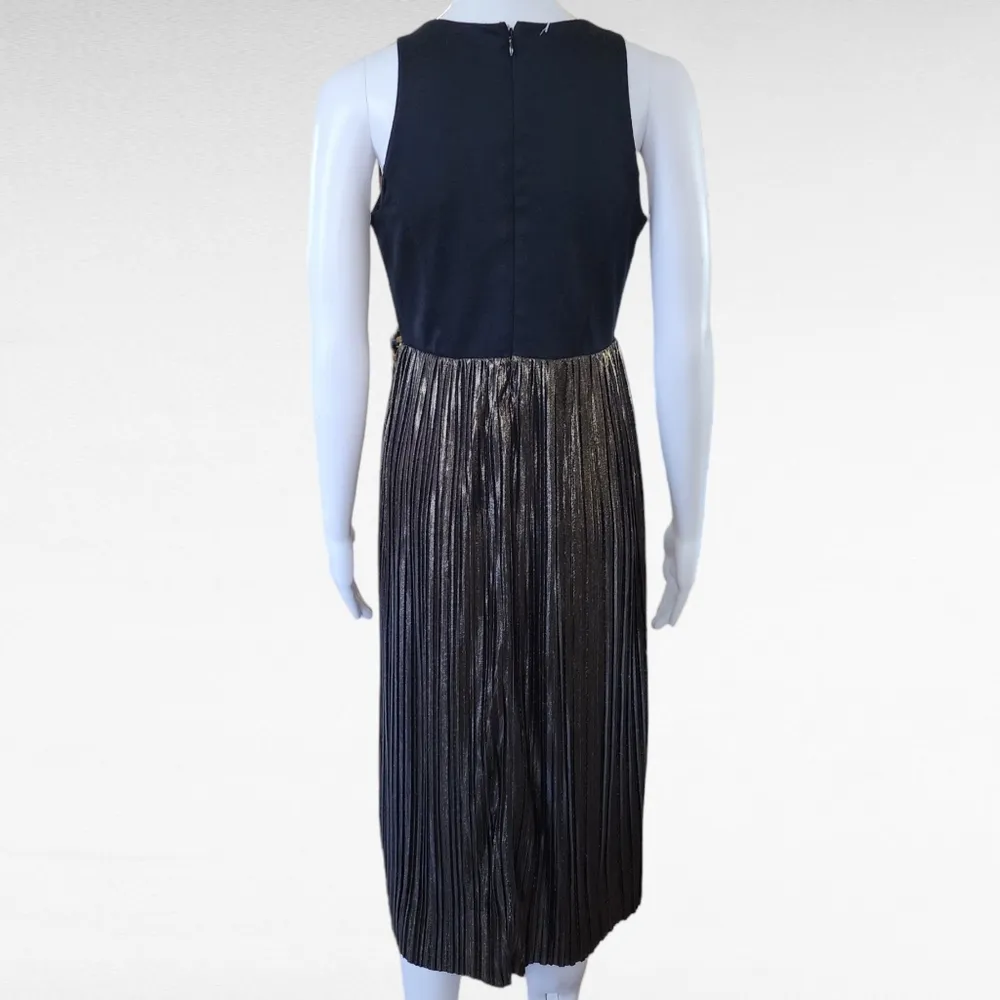 Gap Black & Gold Sleeveless Knit Pleated Skirt Dress Size 4p - Image 6