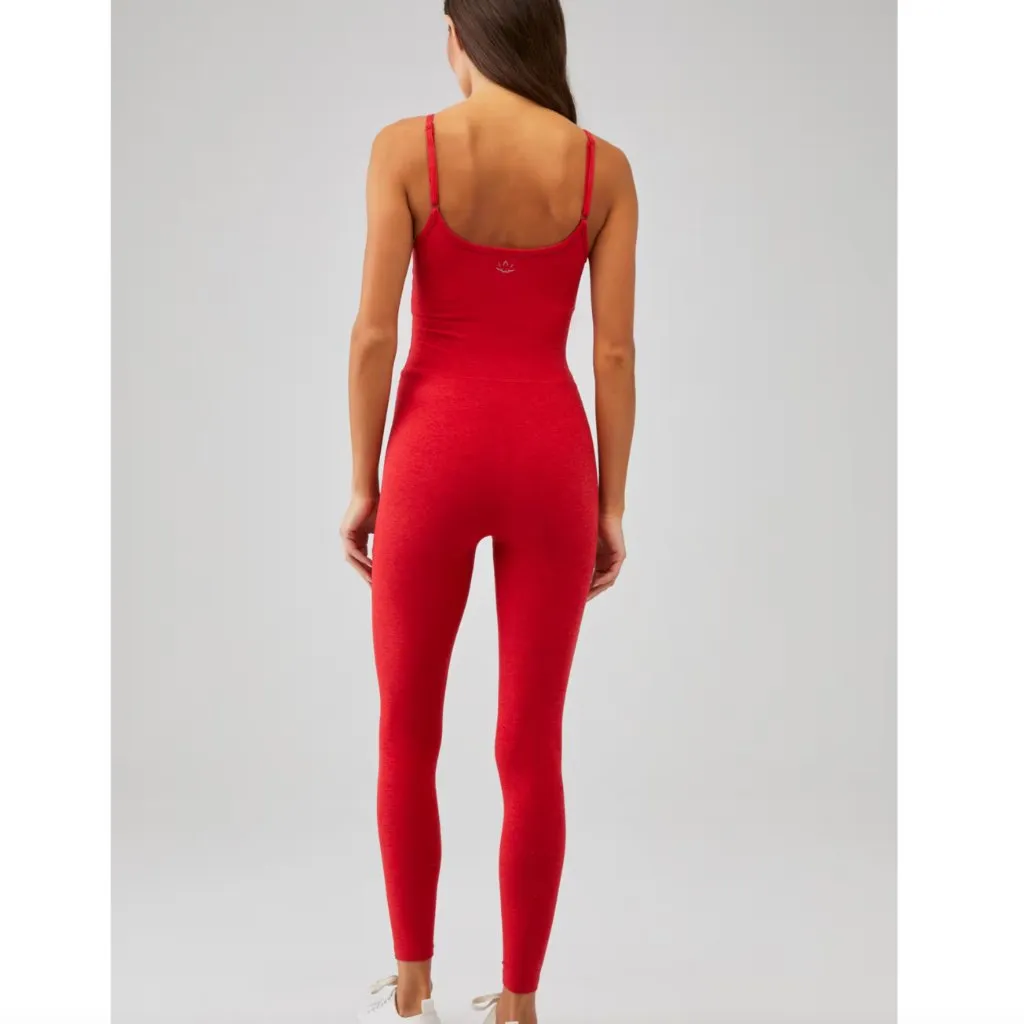 BEYOND YOGA Uplevel Space Dye Midi Jumpsuit in Ruby Red Heather Size X-Large - Image 10