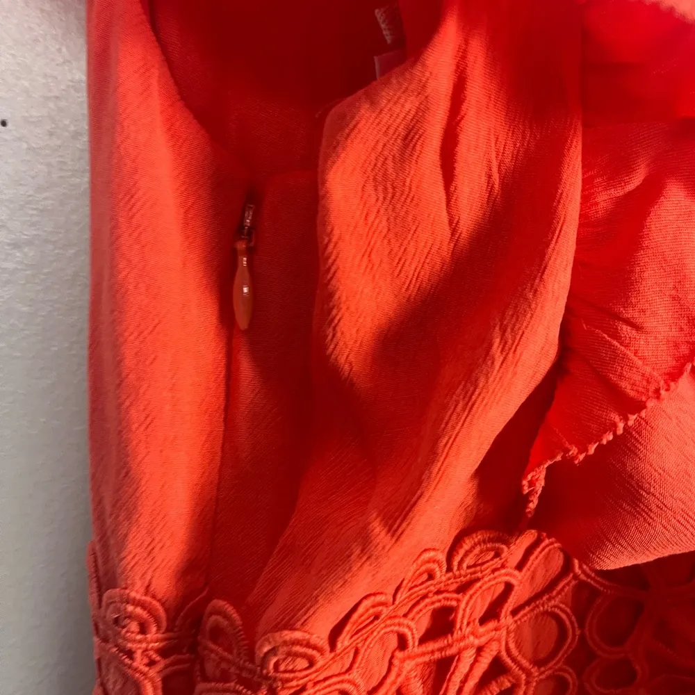 Fat Face Coral Pink Hibiscus Lace Maxi Dress size 4 copper & black - Image 7