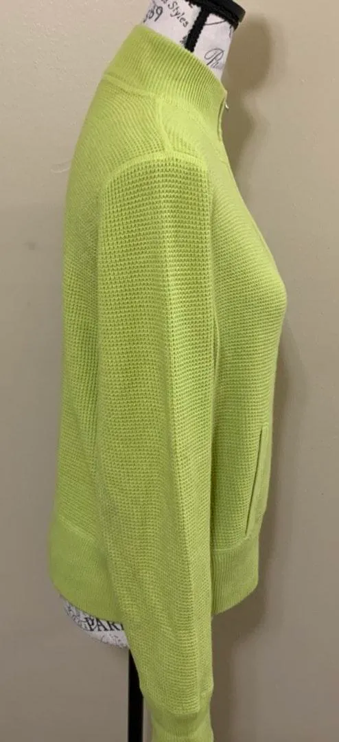 Green Zipper Long Sleeve Large Sweater - Image 3