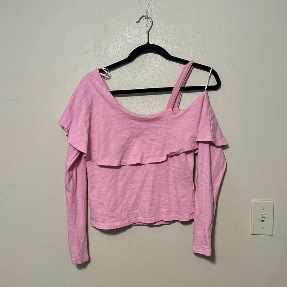 Anthropologie‎ Postmark Pink One Shoulder Ruffle Top size Small - Image 2