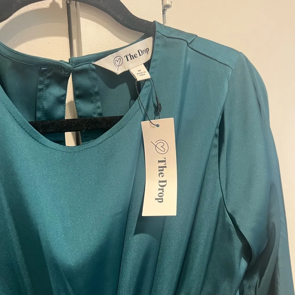 The Drop Teal Silky Midi Dress Green Size M - Image 6