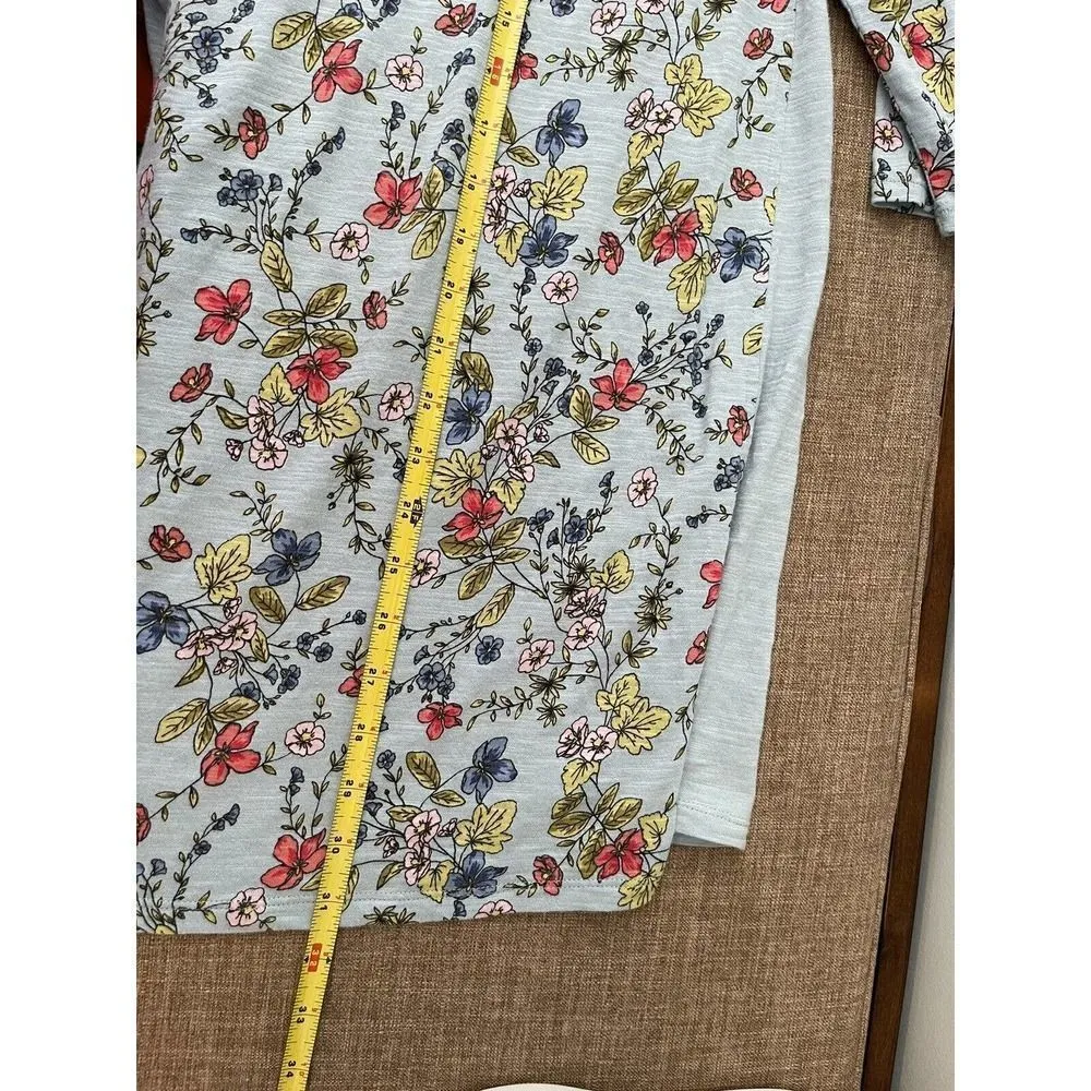 J.Jill Women's Floral Cotton T-Shirt Tunic Top 3/4 Sleeves Size Small Cottage - Image 6