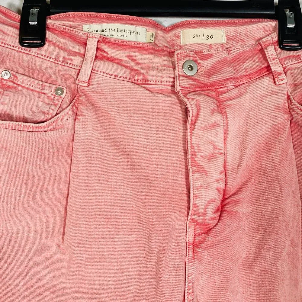 NEW Anthropologie Womens Boot Cut Acid Wash HR Pink Denim Jeans Size 30 Y2K - Image 6