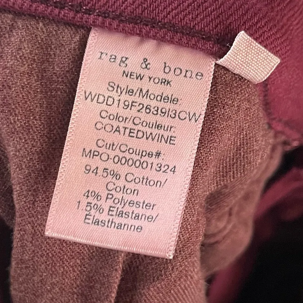 Rag & Bone Nina High Rise Ankle Skinny Coated Wine Red Skinny Jeans 27 - Image 90