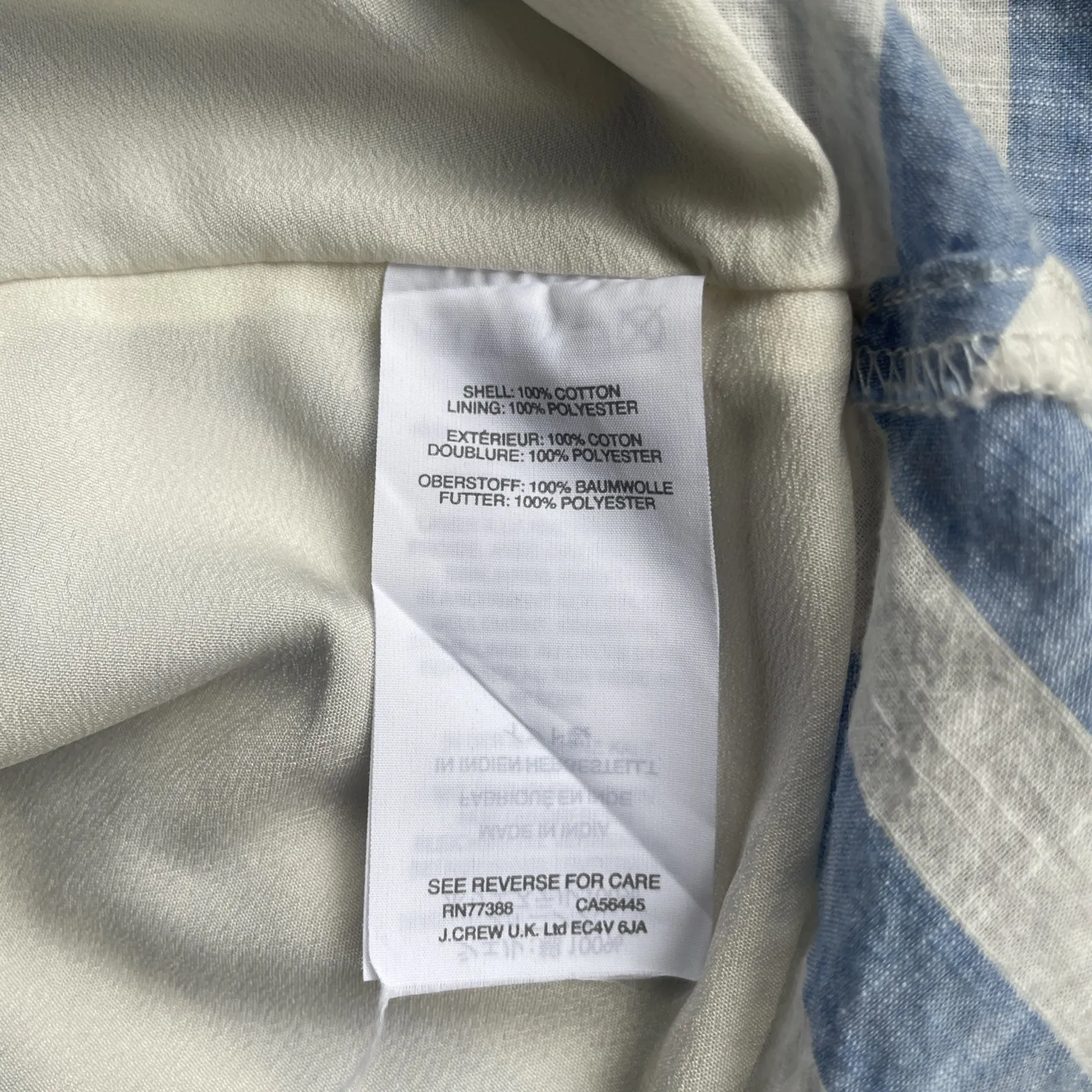 J. Crew Dress Women's 00 Blue/White Faux‎ Wrap Striped 100% Cotton Short Sleeves - Image 7