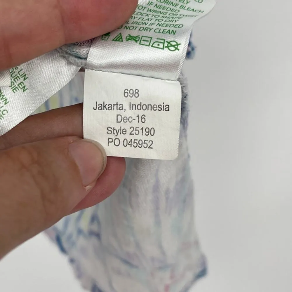 Lilly Pulitzer 100% Linen Irana Womens Top Sz XS Shello Tropical Preppy Pastel - Image 10