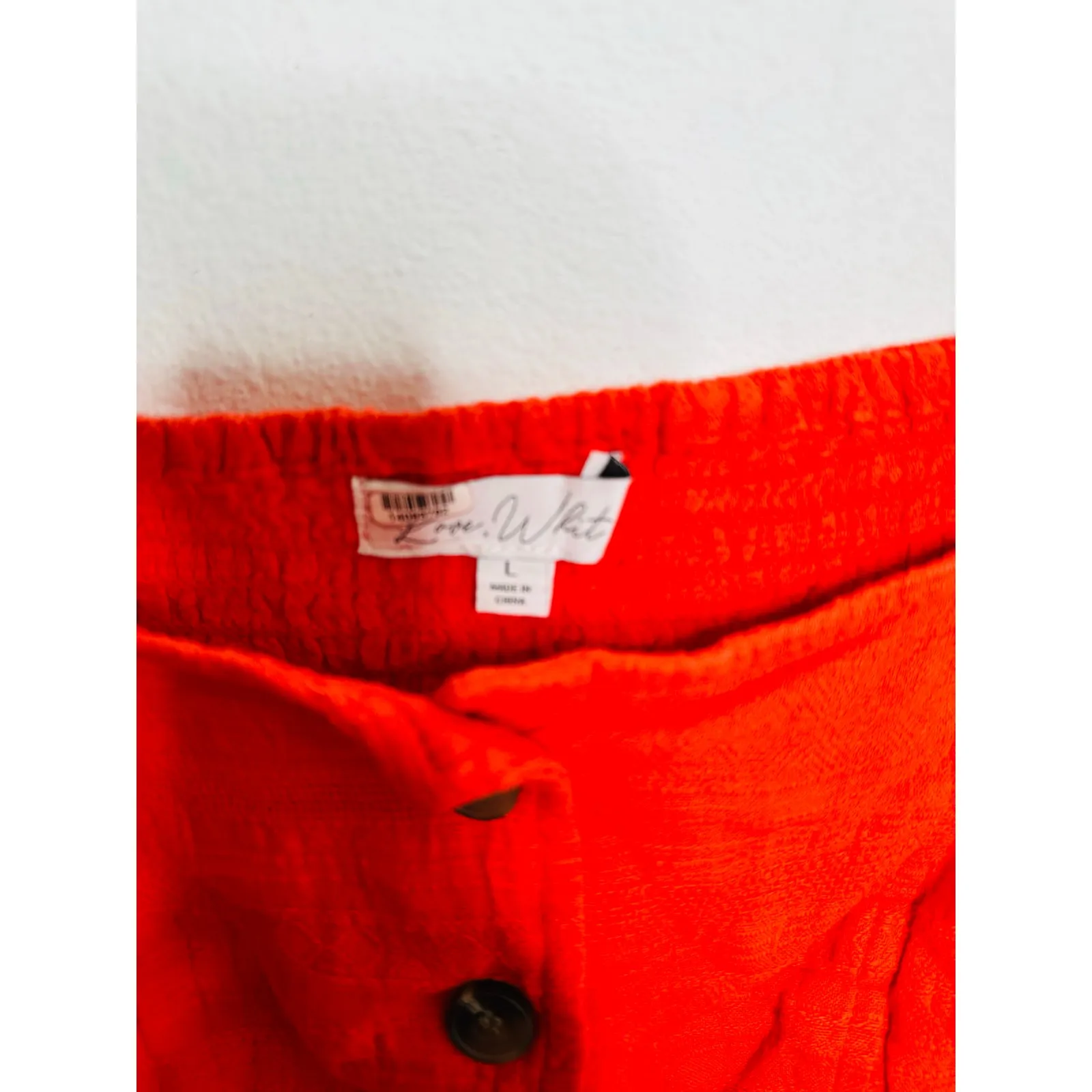 LOVE WHIT BY WHITNEY PORT Red Puff Sleeve Square Neckline Front Button Crop L Size L - Image 4