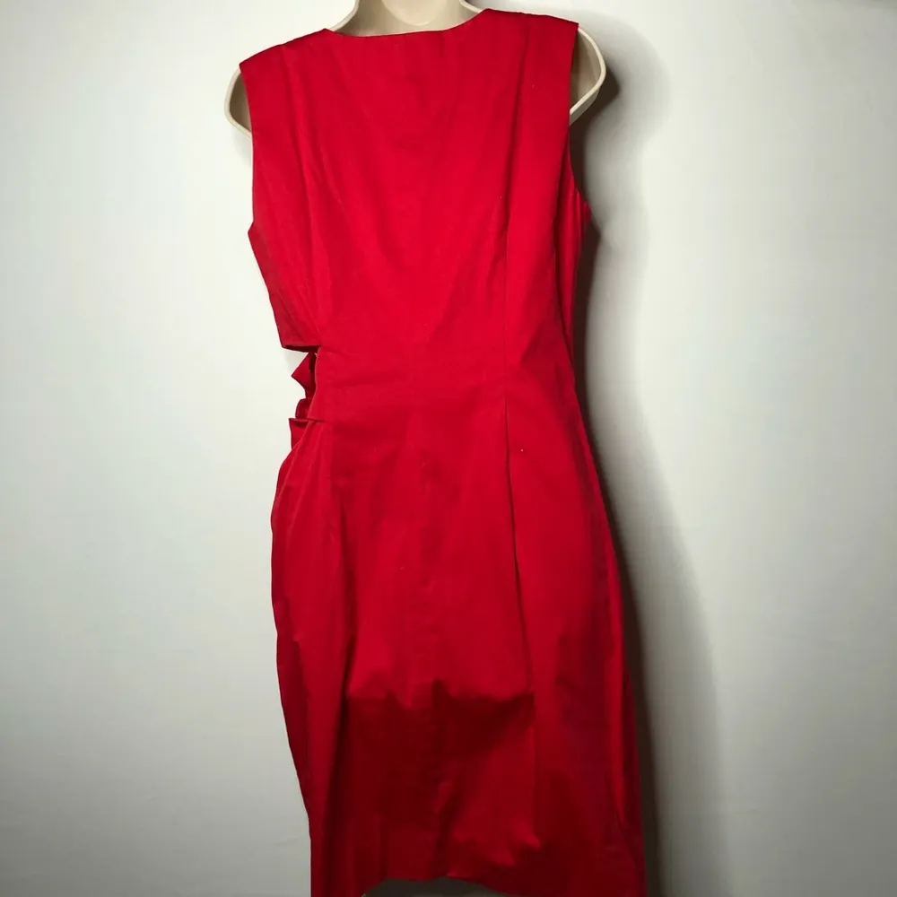 Misha Nonoo Red sleeveless Button down shirt dress side bow cutout size 8 - Image 6
