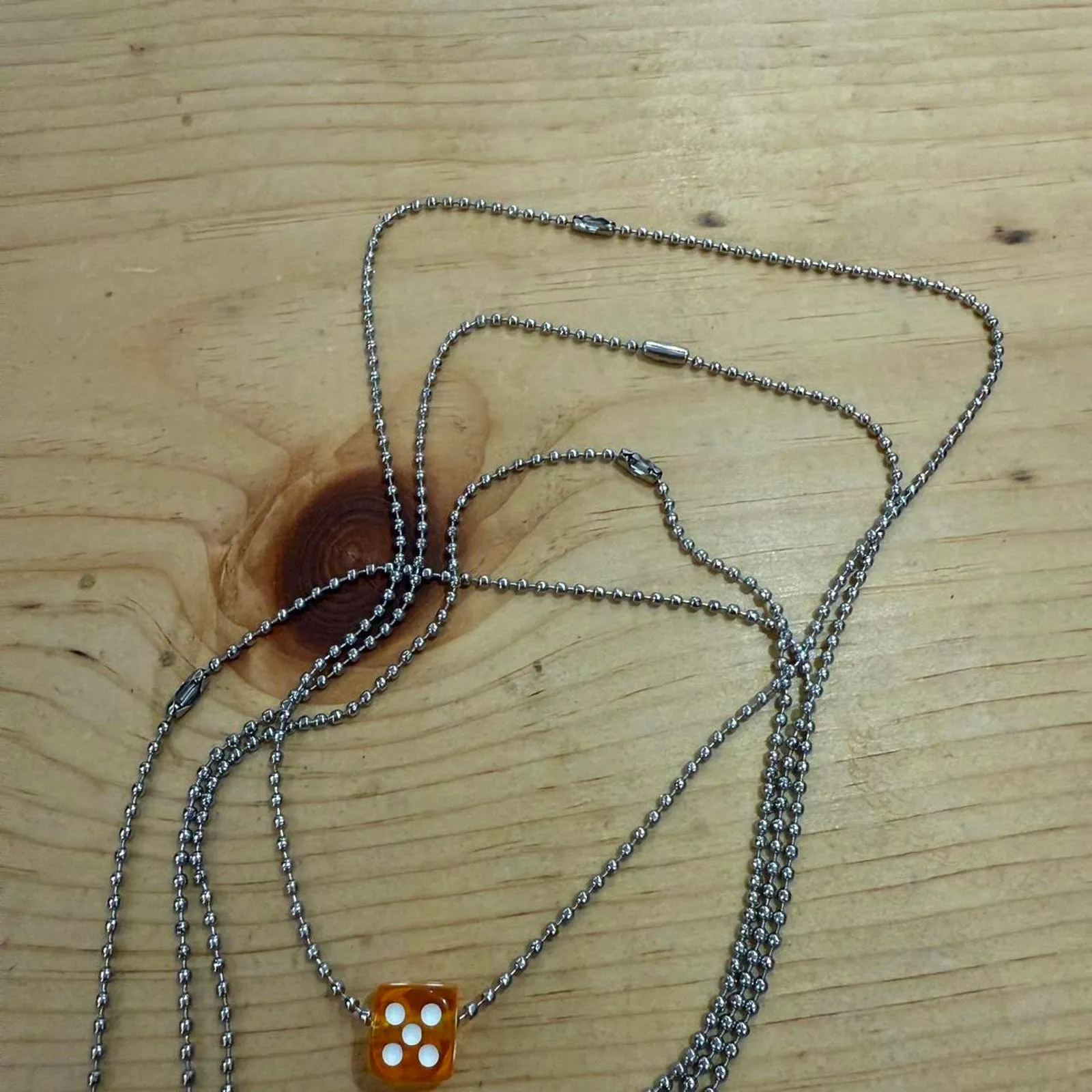 Handmade 18" Dice Ball Chain Necklace Silver - Image 4