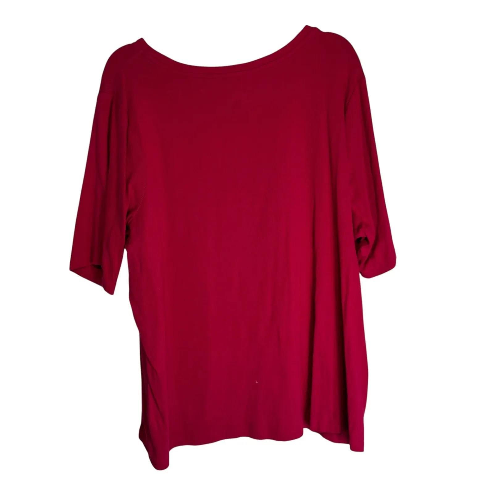 ISAAC MIZRAHI LIVE ESSENTIALS Red Knit Short Sleeve Crew Neck Top Plus Size 3XL Pink - Image 6