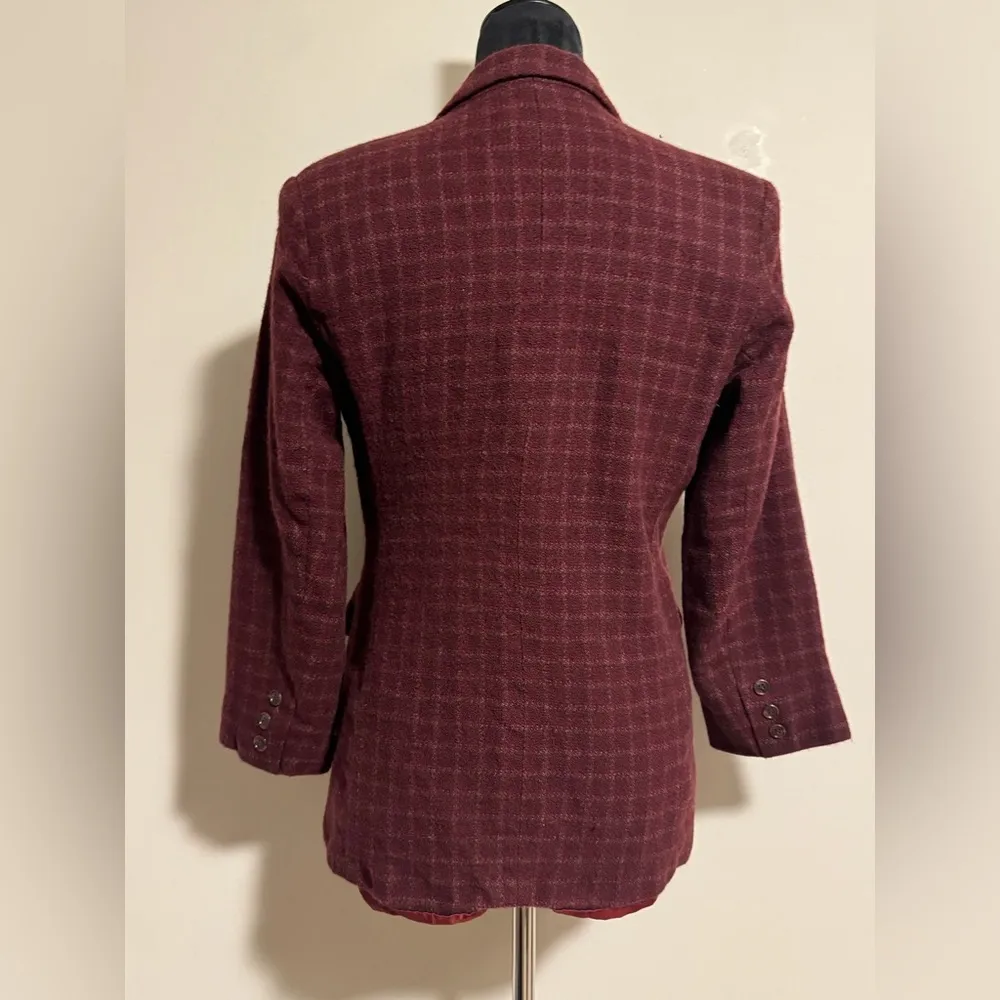 EUC Eddie Bauer Red Plaid Button Down Blazer with Pockets size small petite - Image 5