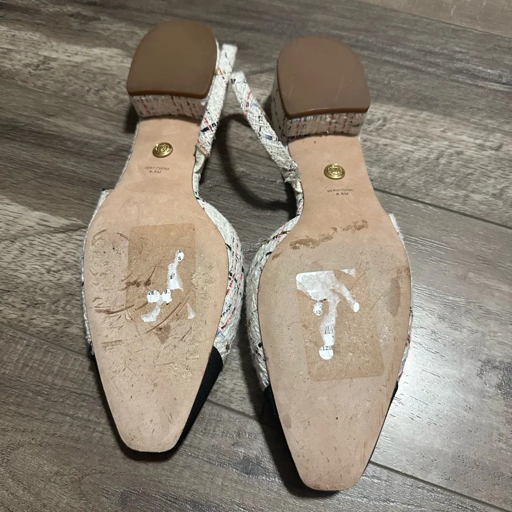 Veronica Beard Cecile Half d'Orsay Slingback Pump Multi White Tweed 9.5 - Image 3