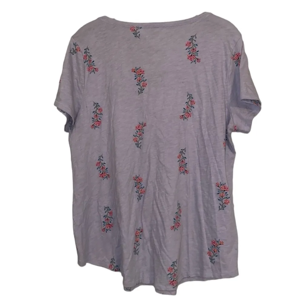 Sonoma Light Purple Floral V Neck Top Women Size Large Soft Casual Pastel Shirt! - Image 4