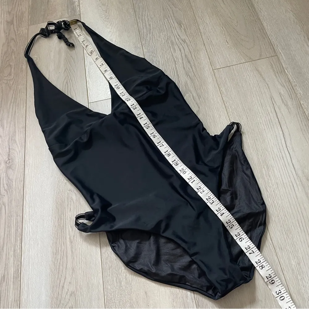 Lezard One Piece Swimsuit halter scrunch backless womens Black (large) - Image 6