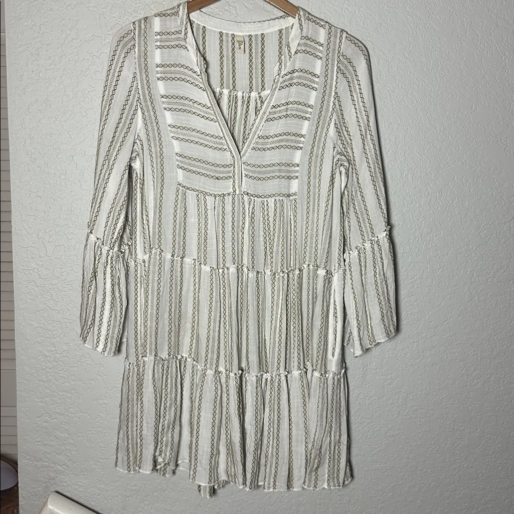 Elan Clara Dress Coverup Mini Babydoll Boho Tropical Vacation Cruise Medium - Image 3