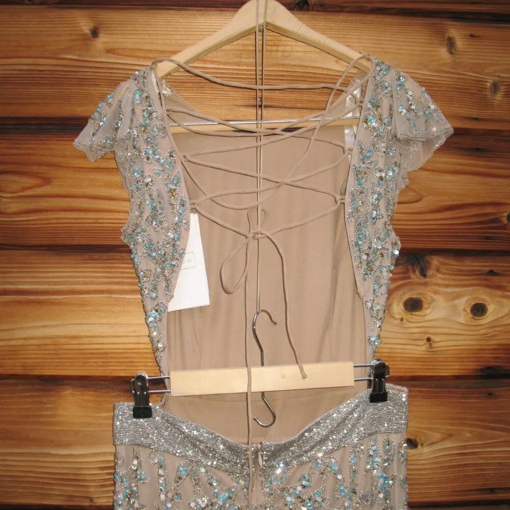 MAC DUGGAL 5689 Womens Embellished Cut Out Lace Up Cap Sleeve Gown - Image 12