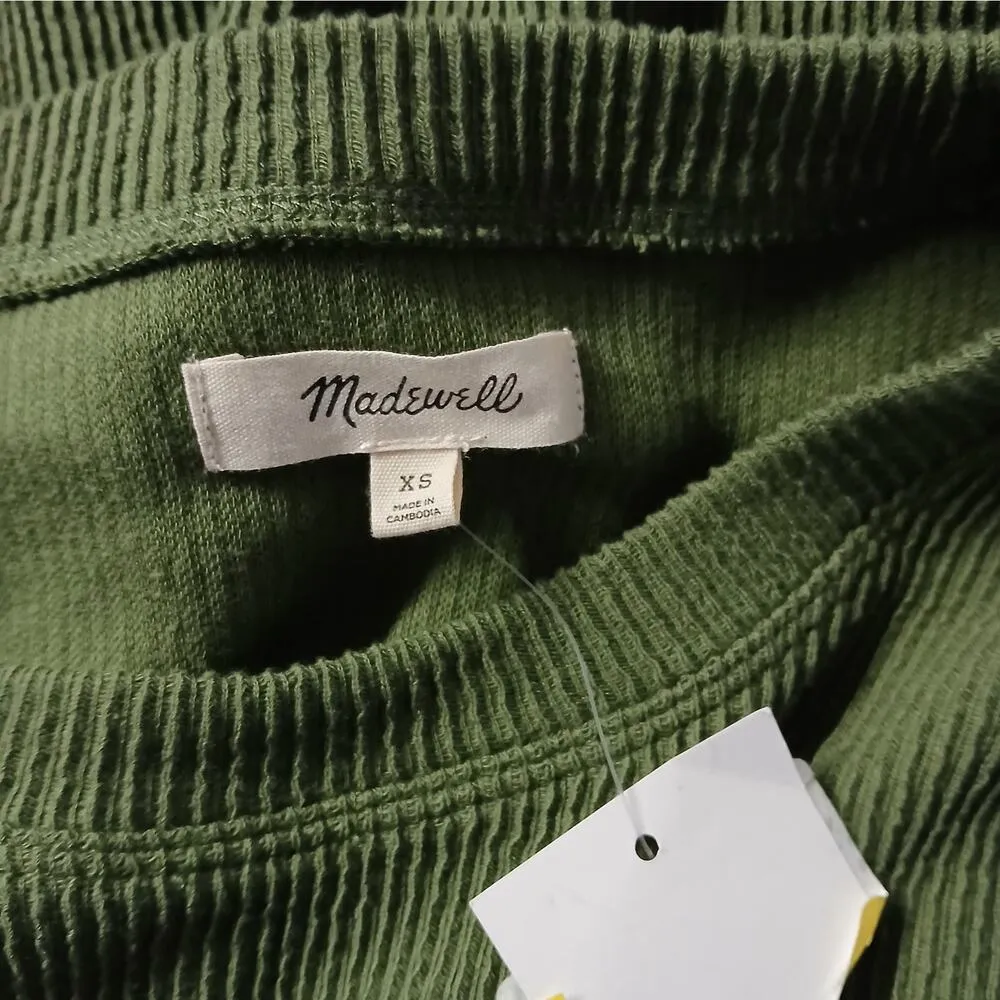 Madewell Elwood Knot Front Top Womens XS Green Long Sleeve Crew Neck Sweater - Image 6